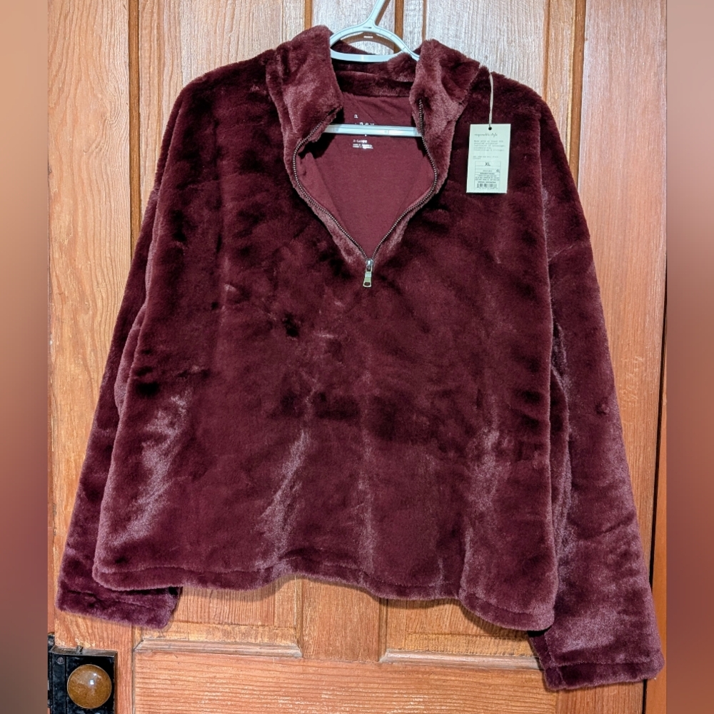 NWT A New Day Burgundy Fleece Quarter-Zip Size XL